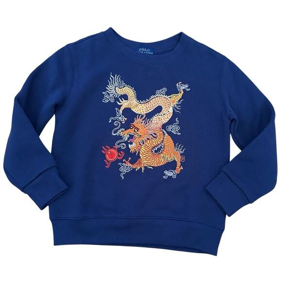 Ralph Lauren Polo Lunar New Year Dragon Fleece Sweatshirt Size 5 Navy Blue New - Picture 8 of 8